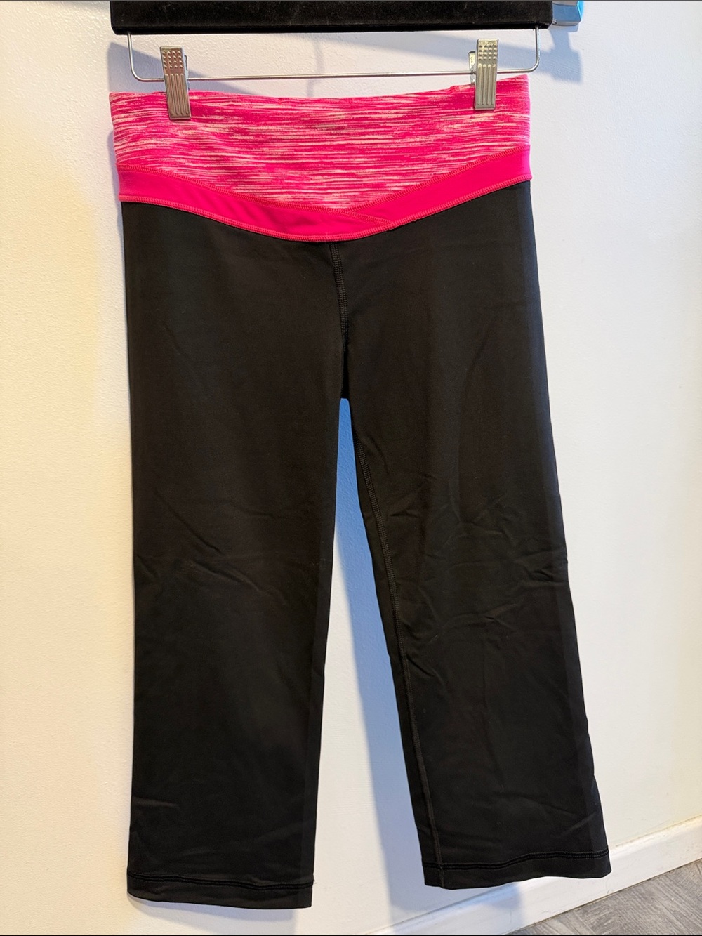 Victoria's Secret Black Capris with Pink Foldover Waistband